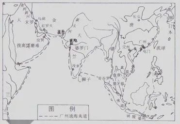 唐代海上丝绸之路示意图