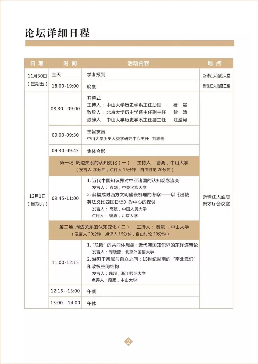 论坛详细日程